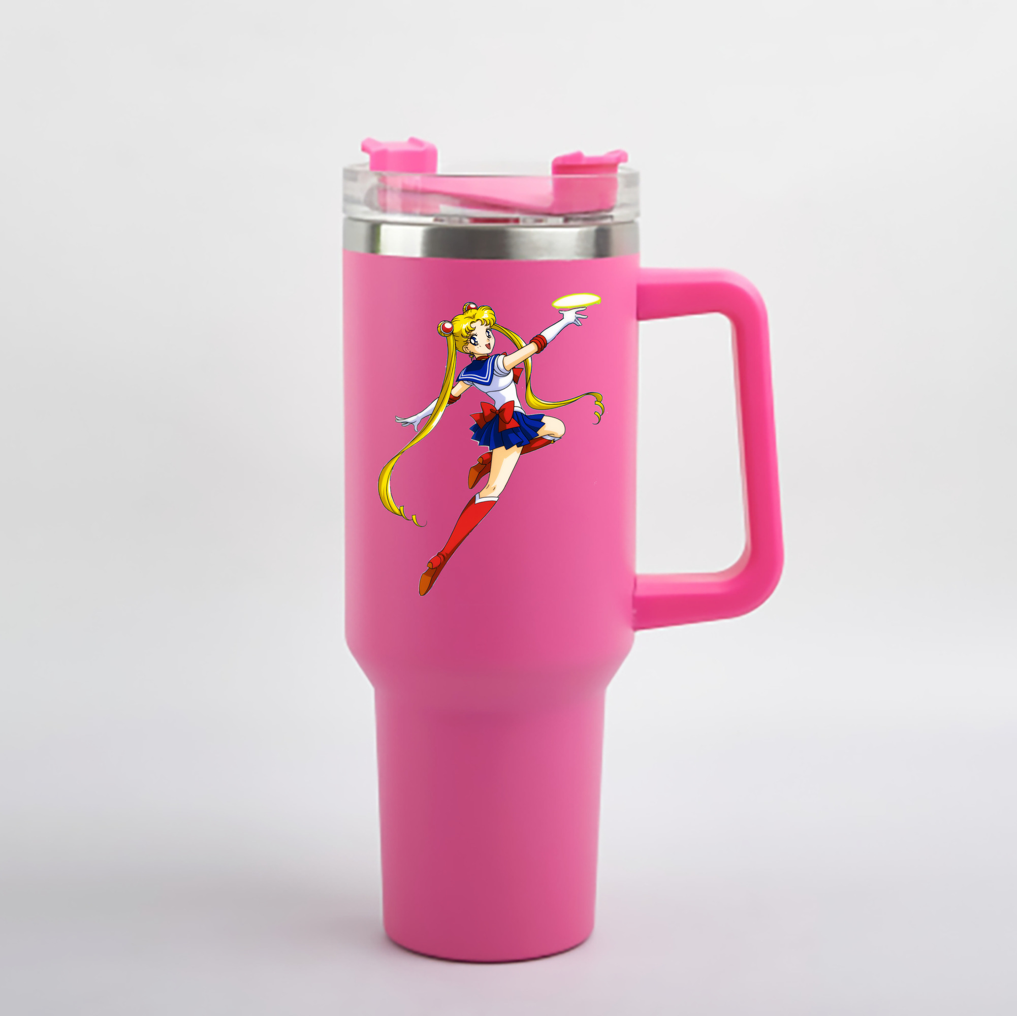 （画像用） 美少女戦士セーラームーン 月野 うさぎ つきの うさぎ Sailor Moon Tsukino Usagi 1200mL車用タンブラー - クリスタルステッカー（プラスチックストロー付き）